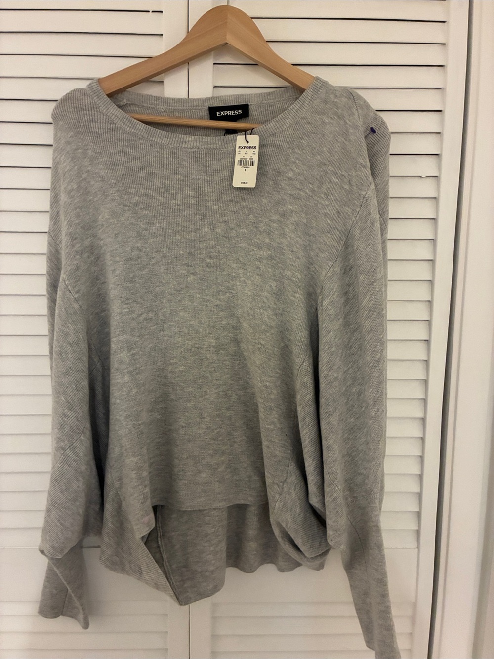 Express Light Gray Boatneck Pullover Sweater